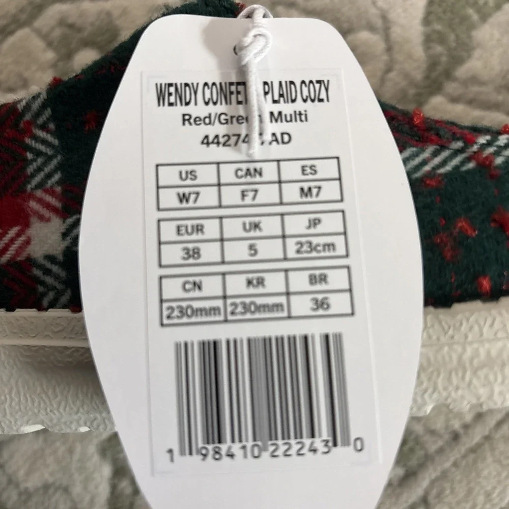 Hey‎ Dude Wendy Confetti Plaid Cozy Shoes Slip On Red Green Size 7 Womens